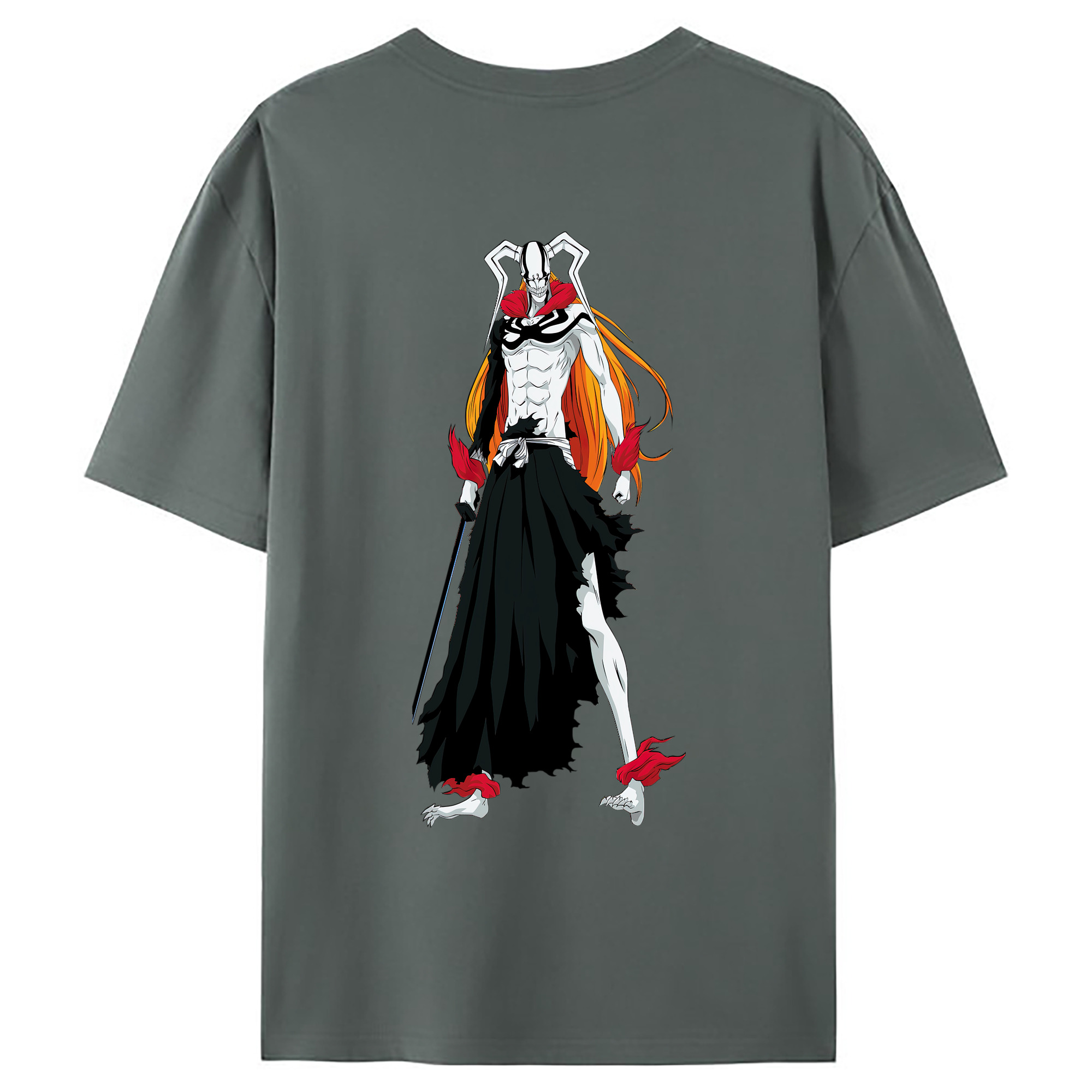 （画像用） ブリーチ 黒崎一護（くろさき いちご）BLEACH Kurosaki Ichigo 綿100％ メンズ半袖Tシャツ（バックプリント） 通気性